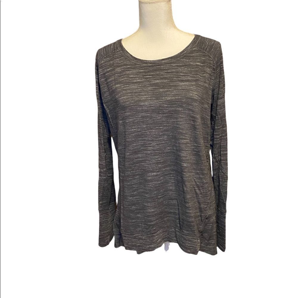 CHAMPION Long Sleeved Athletic Cotton Hi-Low Dark Gray Shirt Women’s Size Large